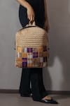 Shop_Riti_Beige Godhadi Patchwork Self Design Preloved Backpack _at_Aza_Fashions