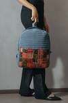 Shop_Riti_Gray Godhadi Patchwork Designer Backpack _at_Aza_Fashions