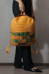 Buy_Riti_Yellow Godhadi Patchwork Backpack _at_Aza_Fashions