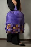 Shop_Riti_Purple Godhadi Patchwork Reshma Grande Contrast Backpack_at_Aza_Fashions