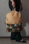 Shop_Riti_Beige Godhadi Patchwork Reshma Grande Self Design Backpack _at_Aza_Fashions