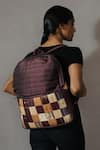 Riti_Wine Godhadi Patchwork Reshma Grande Preloved Silk Saree Backpack_at_Aza_Fashions
