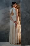 Shop_Neither Nor_Off White Cotton Silk Blend Embroidered Thread Halter Maxi Dress  _at_Aza_Fashions