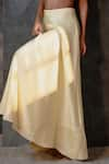 Neither Nor_Yellow Linen Viscose Blend Solid Plain Circular Long Skirt  _Online_at_Aza_Fashions