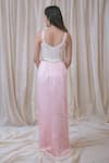 Shop_Neither Nor_Pink Linen Viscose Blend Solid Draped Long Skirt  _at_Aza_Fashions