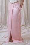 Neither Nor_Pink Linen Viscose Blend Solid Draped Long Skirt  _Online_at_Aza_Fashions