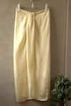 Buy_Neither Nor_Yellow Linen Viscose Blend Solid Plain Draped Long Skirt  _Online_at_Aza_Fashions