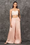 Buy_Neither Nor_Pink Linen Viscose Blend Solid Side Pocket Flared Trouser  _at_Aza_Fashions