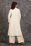 Shop_Neither Nor_Off White Cotton Silk Blend Embroidered Thread Round Open Long Jacket _at_Aza_Fashions