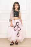 Buy_Pinkcow designs pvt ltd_Pink Sequin Tulle Flared Draped Lehenga Set _at_Aza_Fashions