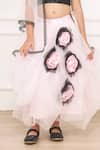 Pinkcow designs pvt ltd_Pink Sequin Tulle Flared Draped Lehenga Set _at_Aza_Fashions