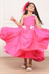 Buy_Pinkcow designs pvt ltd_Pink Tafetta Embellished Pearl Tiny Tots Gown 