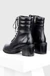 Buy_OROH_Black Plain Cordon Leather Biker Boots _Online_at_Aza_Fashions