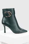 Shop_Oroh_Emerald Green Buckles Leandra Side Leather Ankle Boots _at_Aza_Fashions