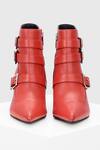 Shop_Oroh_Red Buckles Valeria Conical Heel Leather Boots _Online_at_Aza_Fashions