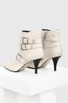 Buy_Oroh_White Buckles Valeria Conical Heel Ankle Boots _Online_at_Aza_Fashions