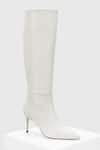 Shop_OROH_White Plain Blanca Pencil Heel Long Boots_at_Aza_Fashions