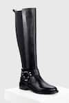 Buy_OROH_Black Plain Aragon Leather Long Boots_at_Aza_Fashions