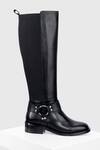 Shop_OROH_Black Plain Aragon Leather Long Boots_at_Aza_Fashions