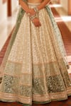 Buy_Cedar & Pine_Ivory Tulle Embroidery Zari V Neck Floral Garden Kalidar Lehenga Set  _Online_at_Aza_Fashions