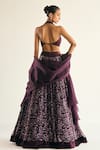 Shop_Cedar & Pine_Purple Tulle Embroidered Sequin Halter Neck Floral Lehenga Set  _at_Aza_Fashions