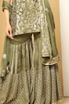 Shop Meenagurnam Green Chiffon Sequins Paisley Fleur Embroidered Kurta Sharara Set Online at Aza Fashions Shop_Meenagurnam_Green Chiffon Sequins Paisley Fleur Embroidered Kurta Sharara Set _Online_at_Aza_Fashions