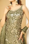 Meenagurnam Green Chiffon Sequins Paisley Fleur Embroidered Kurta Sharara Set at Aza Fashions Meenagurnam_Green Chiffon Sequins Paisley Fleur Embroidered Kurta Sharara Set _at_Aza_Fashions