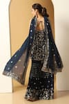 Shop_Meenagurnam_Blue Chiffon Sequins Polo Collar Gul Embroidered Kurta Sharara Set _at_Aza_Fashions