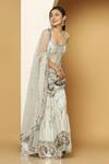 Shop Meenagurnam Blue Net, Georgette Sequins, Embroidery Floral Metallic Kurta Sharara Set Online at Aza Fashions Shop_Meenagurnam_Blue Net, Georgette Sequins, Embroidery Floral Metallic Kurta Sharara Set _Online_at_Aza_Fashions