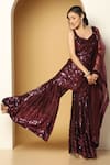 Buy_MeenaGurnam_Purple Kurta And Sharara Georgette Embroidery Sequin Leaf Neck Work Set _Online_at_Aza_Fashions