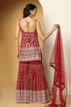 Shop_Meenagurnam_Maroon Georgette, Net Embroidery, Sequins, Zari Kurta Sharara Set _at_Aza_Fashions