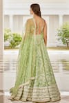 Shop_Cedar & Pine_Green Organza Embroidery Leaves Vine Square Neck Autumn Lehenga Set  _at_Aza_Fashions