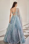 Shop_Cedar & Pine_Blue Organza Embroidery Sequin Sweetheart Neck Lehenga Set _at_Aza_Fashions