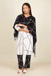 Buy_Banana Labs_Black Cotton V-neck Friction Hand Block Print Kurta Pant Set _at_Aza_Fashions