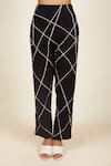 Banana Labs_Black Cotton V-neck Friction Hand Block Print Kurta Pant Set _at_Aza_Fashions