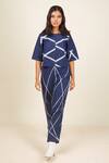 Buy_Banana Labs_Blue Cotton Round Neck Hand Block Print Top And Pant Set _at_Aza_Fashions