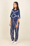 Banana Labs_Blue Cotton Round Neck Hand Block Print Top And Pant Set _Online_at_Aza_Fashions