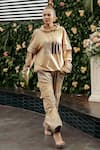 Shop_Banana Labs_Beige Cotton Hand Block Print Hoodie And Pant Set _at_Aza_Fashions