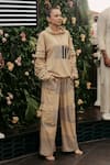 Banana Labs_Beige Cotton Hand Block Print Hoodie And Pant Set _Online_at_Aza_Fashions