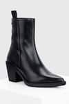 Buy_OROH_Black Plain Alava Block Heel Ankle Boots_at_Aza_Fashions