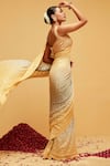 Buy_suruchi parakh_Yellow Georgette Woven Bandhani Banarasi Saree With Running Blouse_Online_at_Aza_Fashions