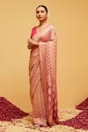 Buy_Suruchi Parakh_Pink Georgette Woven Bandhani Banarasi Pattern Saree With Running Blouse _at_Aza_Fashions