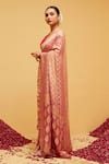 Suruchi Parakh_Pink Georgette Woven Bandhani Banarasi Pattern Saree With Running Blouse _Online_at_Aza_Fashions