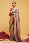 Buy_Suruchi Parakh_Purple Georgette Woven Bandhani Banarasi Saree With Running Blouse _at_Aza_Fashions