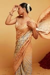 Shop_Suruchi Parakh_Orange Georgette Woven Bandhani Checkered Banarasi Saree With Running Blouse _Online_at_Aza_Fashions