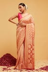 Buy_Suruchi Parakh_Orange Georgette Woven Bandhani Pattern Saree With Running Blouse _at_Aza_Fashions