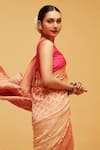 Shop_Suruchi Parakh_Orange Georgette Woven Bandhani Pattern Saree With Running Blouse _Online_at_Aza_Fashions