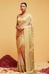 Buy_Suruchi Parakh_Green Georgette Woven Bandhani Floral And Saree With Running Blouse _at_Aza_Fashions