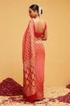 Shop_suruchi parakh_Red Georgette Woven Bandhani Leaf Banarasi Saree With Running Blouse_at_Aza_Fashions