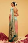 Shop_suruchi parakh_Green Georgette Woven Bandhani Geometric Banarasi Saree With Running Blouse_at_Aza_Fashions